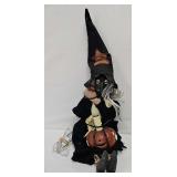 18" Halloween Witch w/Pumpkin & Candle