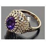 Sterling Silver & 2ct Sapphire Filigree Ring