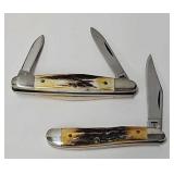 (2) Case XX Stag Handle Folding Knifes