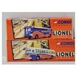 Train - (2) Corgi Lionel City Die Cast Buses (MIB)