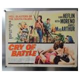 1963 "Cry of Battle" Half Sheet Movie Poster