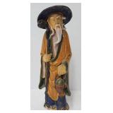 12 3/4"H Chinese Mud Man Figure Holding Teapot