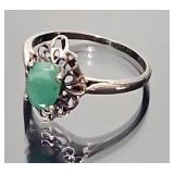 Sterling Silver & Green Gemstone Ring