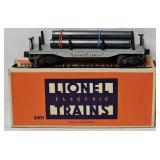 Train - Lionel #2411 Flat Car w/Pipe Load & OB