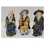 (3) 5"H Seated Chinese Mud Man Figures
