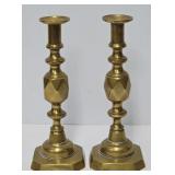 Pr Antique Solid Brass 12" Candlesticks