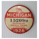 1928 Michigan Resident Small Game License