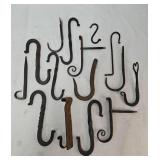 Lot (15) Assorted Hand Forged Iron Hooks -