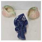 McCoy Pottery Wall Pocket & Creamer & Sugar -