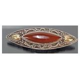 Mid Century Sterling Silver & Cornelian Brooch