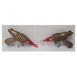 Pr Vintage Gold Friction Powered Razor Ray Guns