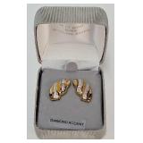 18KT Gold Over Sterling Silver & Diamond Earrings