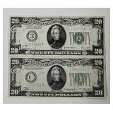 1928A & 1934 U.S. $20 Federal Reserve Notes