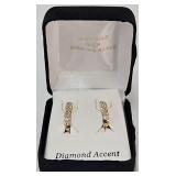 18KT Gold over Sterling Silver & Diamond Earrings