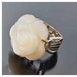 Sterling Silver Mother of Pearl Rose Ring
