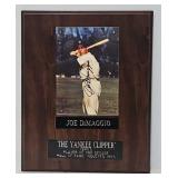 Signed Joe DiMaMaggio Photo Plaque w/Certificate