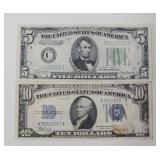 1934 U.S. $10 & $5 Silver Certificates