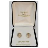 18KT on Sterling Silver Citrine & Diamond Earrings