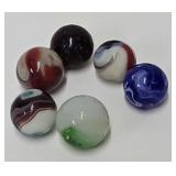(6) 7/8" & 1" Antique Machine Made Marbles