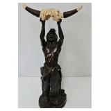 "Conjuring Back the Buffalo" Indian Statue Signed