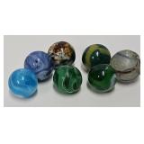 (7) 3/4" Antique Machine Made Marbles