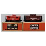 Train- (2) Post War Lionel O-Gauge Cabooses w/OB