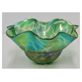 6 1/2"D Glass Eye Studio? Blown Glass Ruffled Bowl