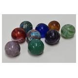 (9) 5/8" & 3/4" Antique Machine Made Marbles