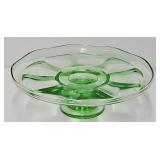 11 3/4" Green Depression Glass Cake Compote