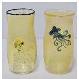 Pr. 4 1/2" Opalescent Octopus Motif Glasses