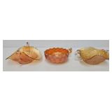 (3) Pcs Marigold Carnival Glass