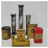 Vintage Tin Litho Advertising Tins & Flashlights