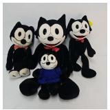 (4) Felix the Cat Plush. 12", 20", 24" & 28"