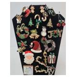 (20 Pcs) Mostly Mid Century Christmas Jewelry
