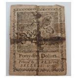 1779 Hall & Sellers $45.00 Continental Currency