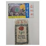 1955 & 1965 Pasadena Rose Bowl Ticket Stubs