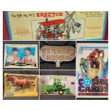 Toys, Erector Sets, Lego Sets, Mega Bloks, Sports Cards, American Flyer Trains, CAT Construction Equipment Toys, and More!&nbsp;