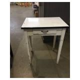 MID CENTURY PORCELIAN TOP WORK TABLE MID CENTURY PORCELIAN TOP WORK TABLE