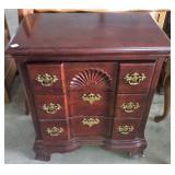 MID CENTURY 3 DRAWER SHELL CARVED CHEST