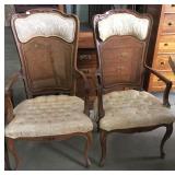 2 CANE BACK ARM CHAIRS 2 CANE BACK ARM CHAIRS