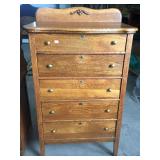 OAK 5 DRAWER HIGH CHEST