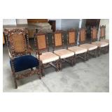 CARVED ARM CHAIR 6 CANE BACK CHAIRS