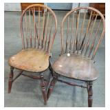 2 PLANK SEAT BACE BACK WINDSOR CHAIRS