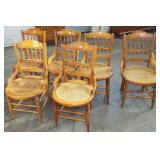 6 VICTORIAN CAN SEAT SPINDLE BACK CHAIRS