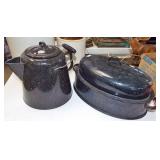 BLUE AGATE COFFEE POT AND ROASTER BLUE AGATE COFFEE POT AND ROASTER