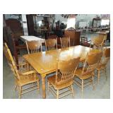 OAK BANQUET TABLE W/6 CHAIRS OAK BANQUET TABLE W/6 CHAIRS