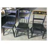 3 EARLY PLANK SEAT CHAIRS 3 EARLY PLANK SEAT CHAIRS