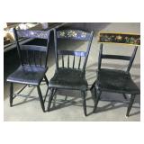 3 EARLY PLANK SEAT CHAIRS