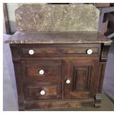 VICTORIAN WALNUT MARBLE TOP WASHSTAND