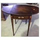 TAPERED LEG DROP LEAF INLAID TABLE